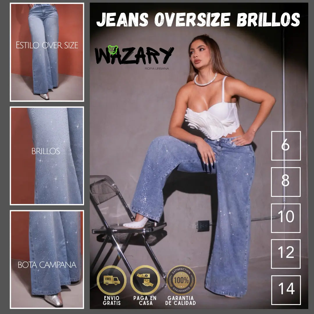 JEANS BRILLOS OVERSIZE
